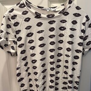 Pam & Gela Black Lip Print Short Sleeve Tee